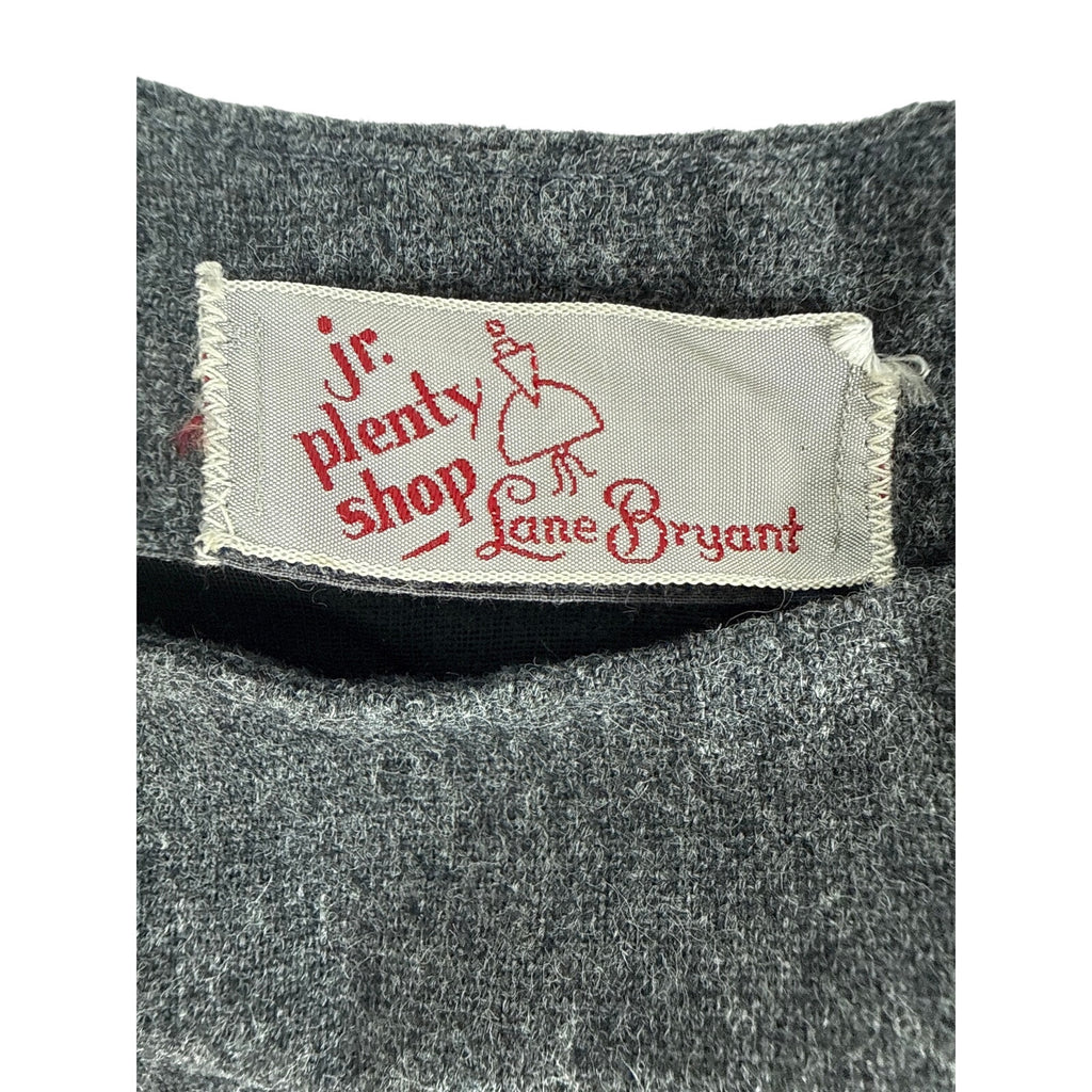 Vintage 1970s Lane Bryant Jr Plenty Gray Wool Two-Way Shift Dress Women's Large