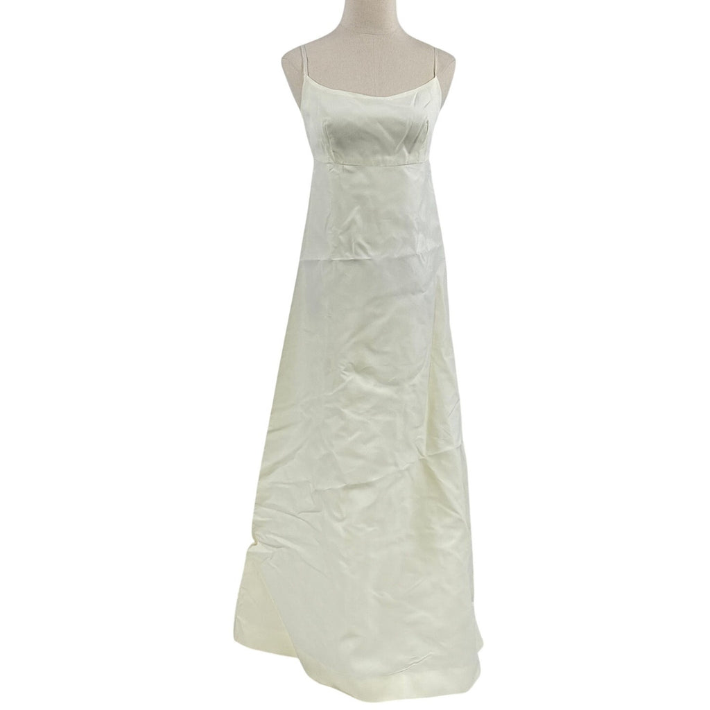 Vintage 1960s William Cahill Ivory Satin Wedding Dress Train Women's XS