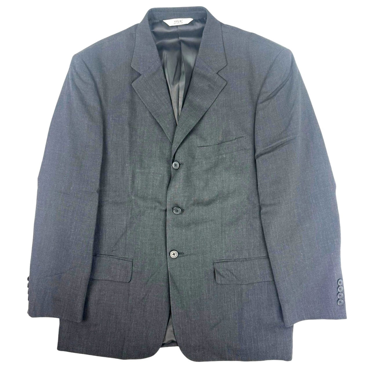Versini Men's Charcoal Wool Blazer 42 Short 3 Button Suit Jacket