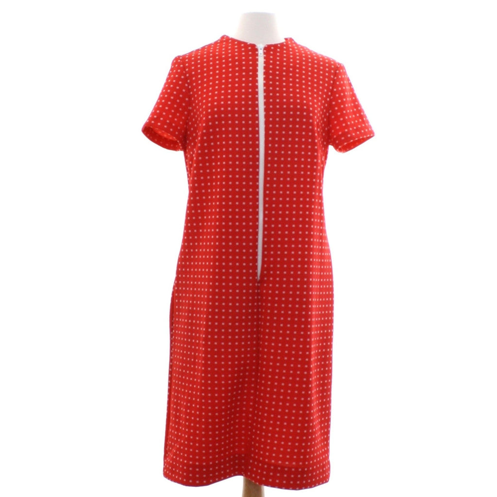 Vintage 70s Flutterbye Red Zip Front Mod Shift Dress Womens S/M 38 Bust