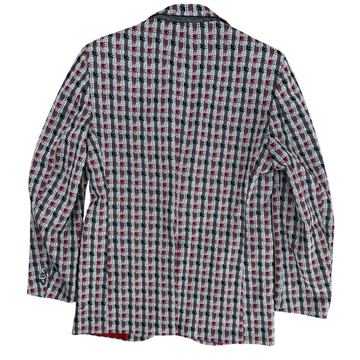 Vintage 70s Men's 38R Plaid Polyester Sport Coat Blazer Red Gray