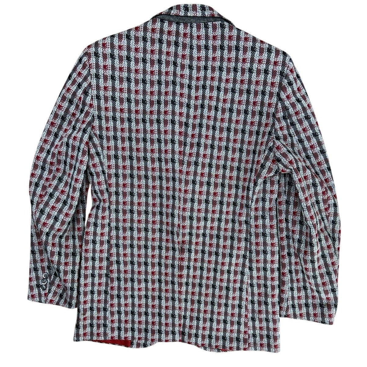 Vintage 70s Men's 38R Plaid Polyester Sport Coat Blazer Red Gray