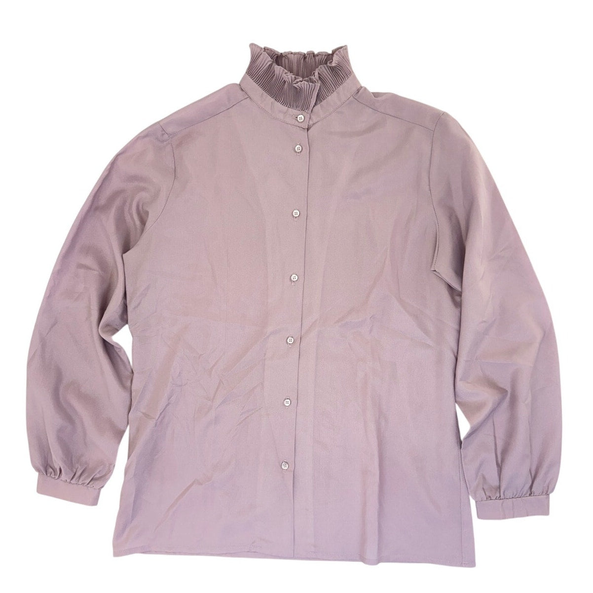 Vintage 70s Frank Lee Lavender Ruffle Neck Blouse Women's Medium