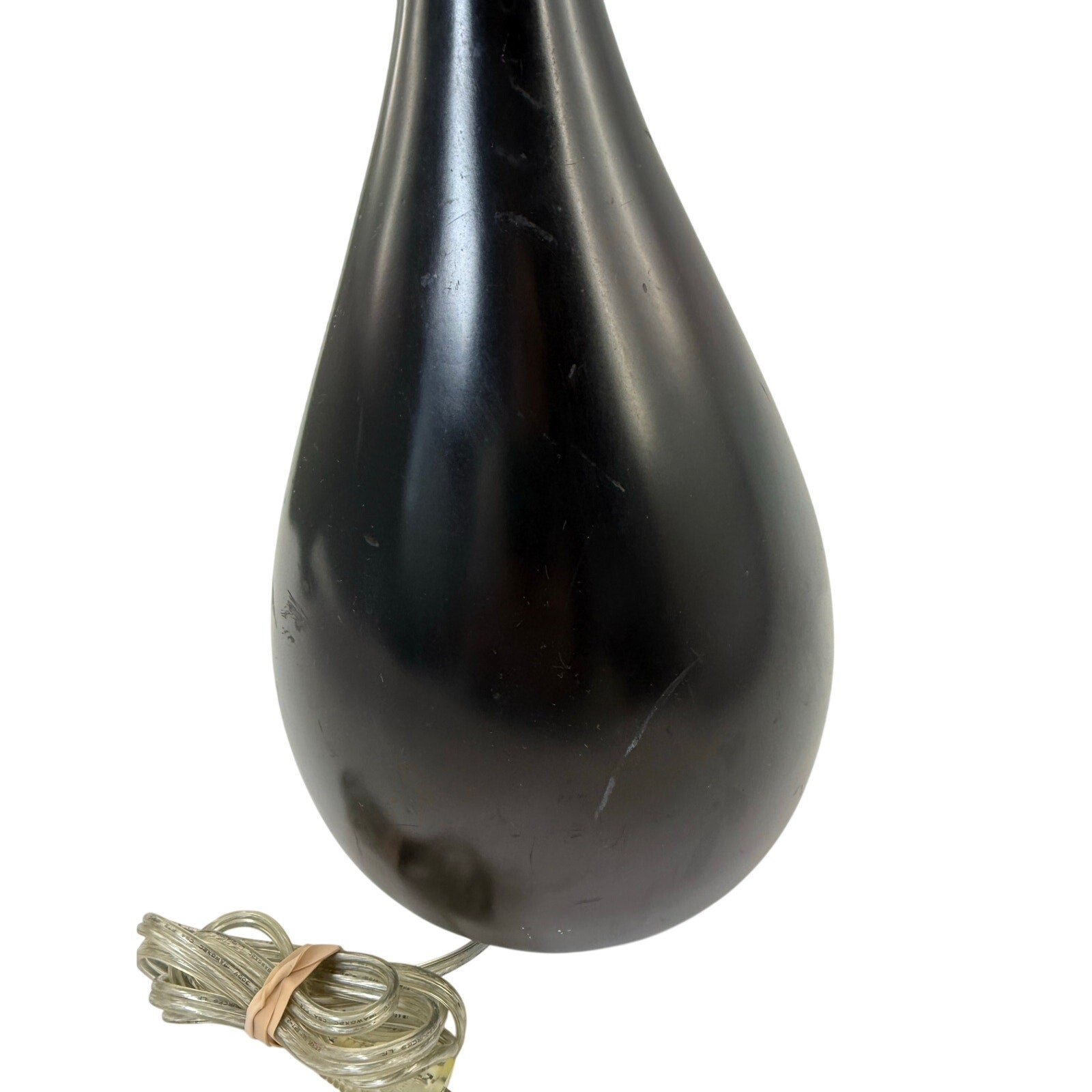 Vintage 60s Black Teardrop Table Lamp 22” Mid Century Modern Style