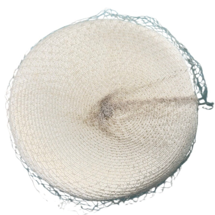 Vintage 1960s Ivory Pillbox Hat with Veil Mod Wedding Cocktail Cap