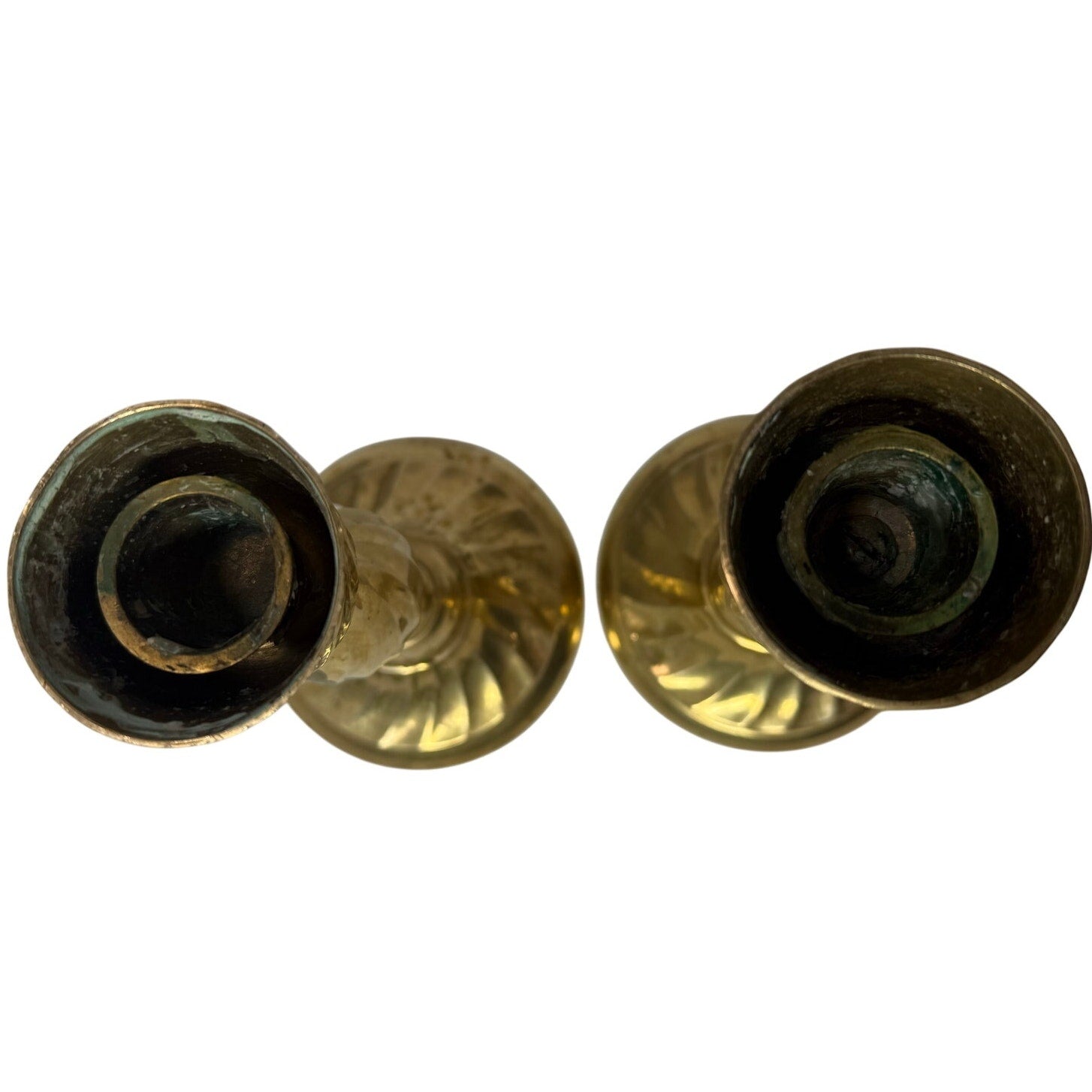 Vintage 80s Gold Brass Candlestick Holders Set of 2 Made in India 7.25"