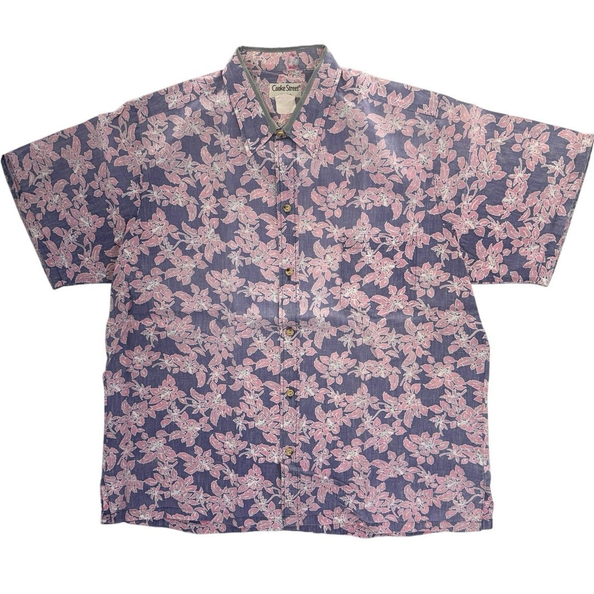 Vintage 80s Cooke Street Hawaiian Reverse Print Floral Camp Shirt XL