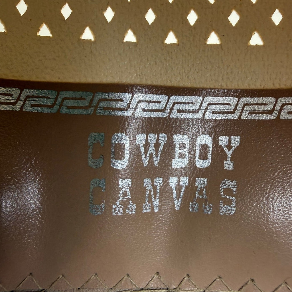 Vintage 90s Cowboy Canvas Western Cowboy Hat Cream White Vented Brim Adult Mens