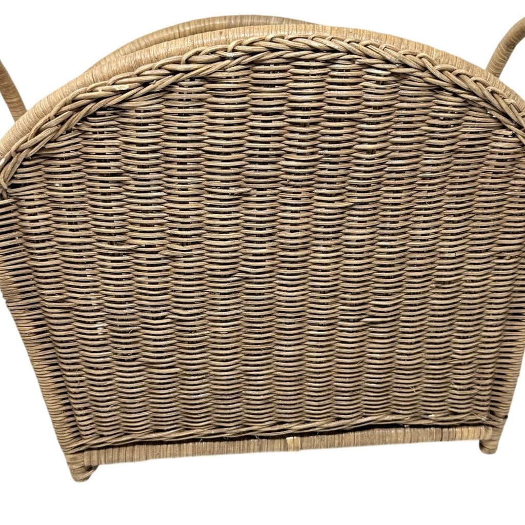 Vintage 80s French Country Wicker Basket Magazine Holder Basket Apple Accent