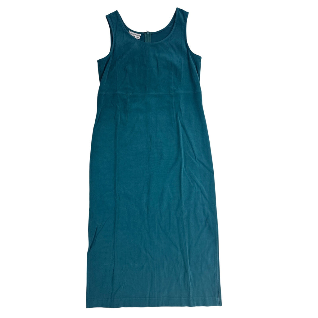 Vintage 90s Karin Stevens Teal Faux Suede Dress Jacket Set Size 14 Women's Large