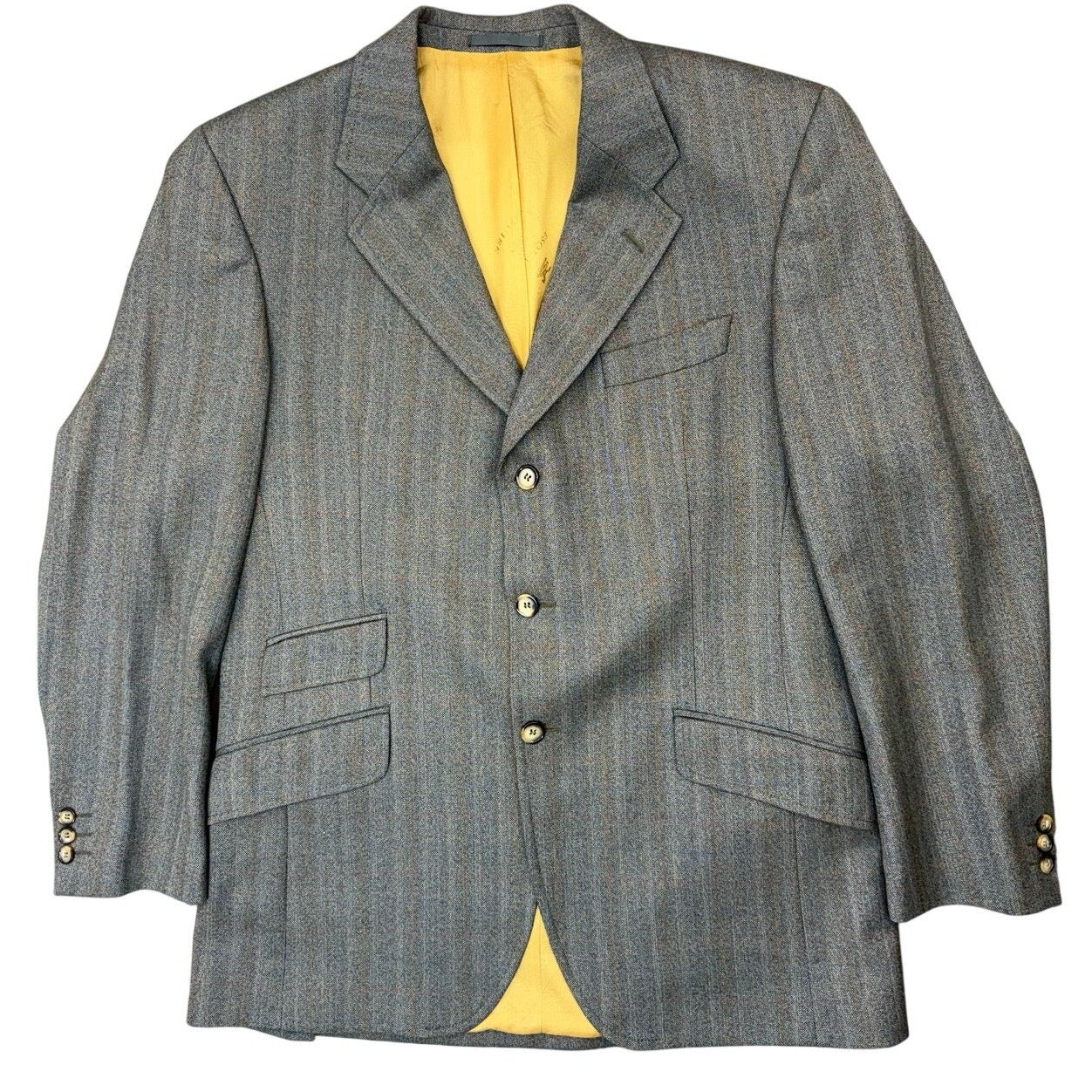 Vintage 90s Gurteen Esquire Wool Suit Jacket Mens 40R Gray Plaid Blazer