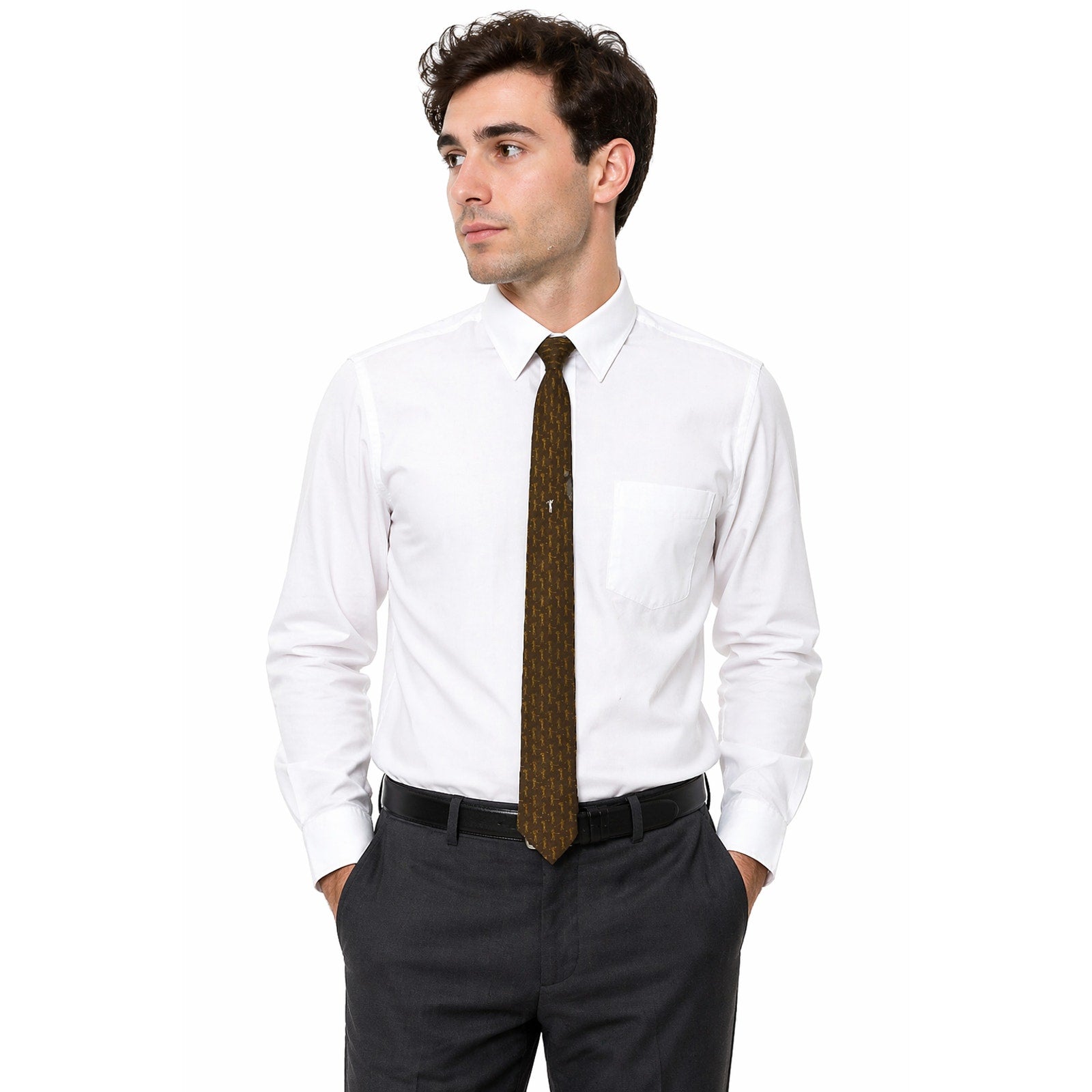 Vintage 60s Superba Brown Golf Novelty Skinny Tie Polyester