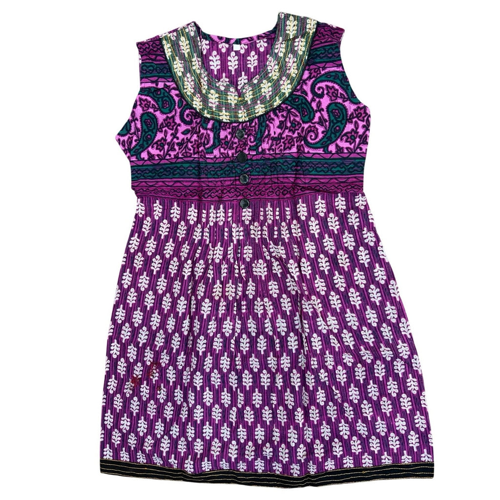 Vintage 90s Pink Purple Boho A-Line Sleeveless Dress Women's Small/Medium