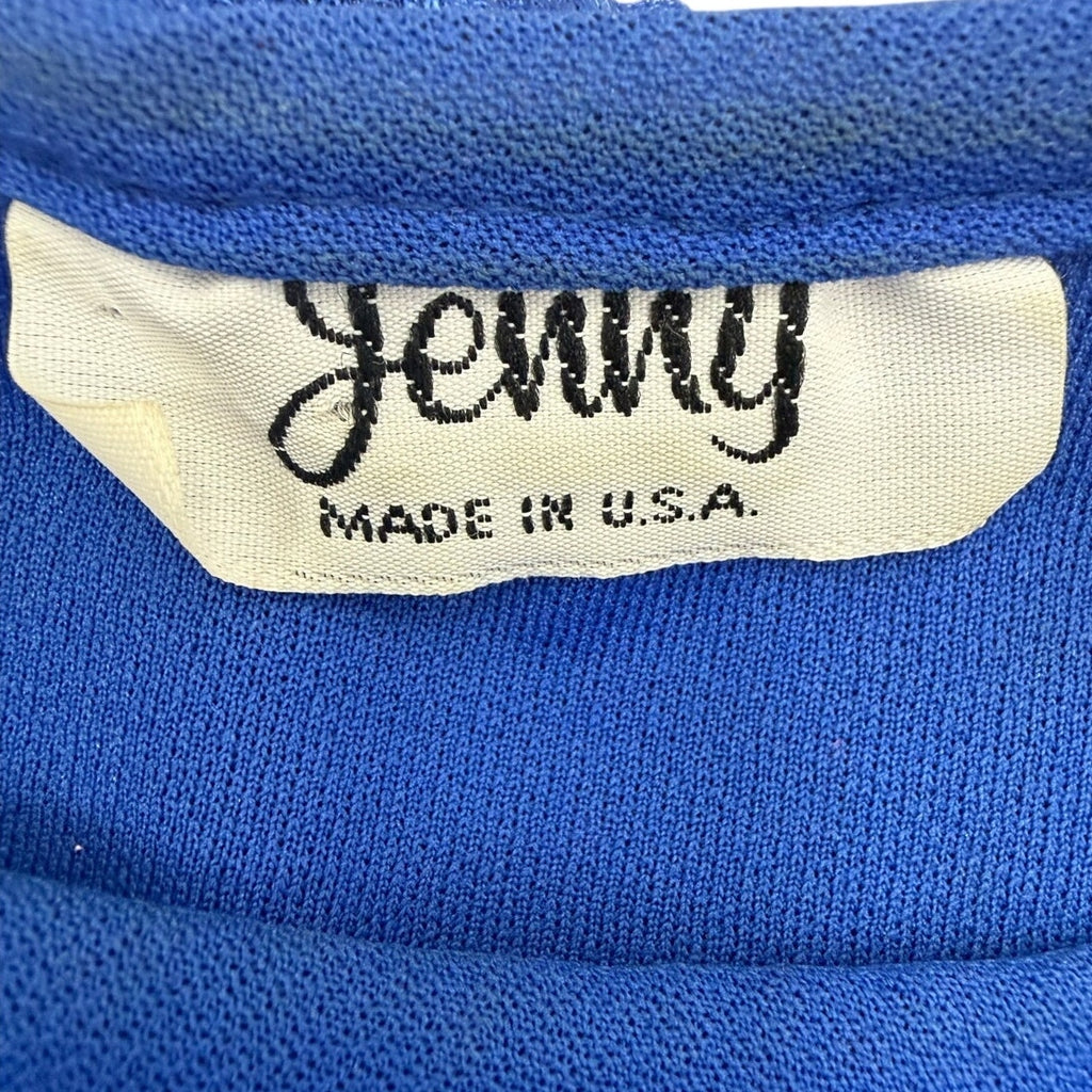 Vintage 70s Women's Small Jenny Blue Pleated Overlay Dress Disco Midi USA
