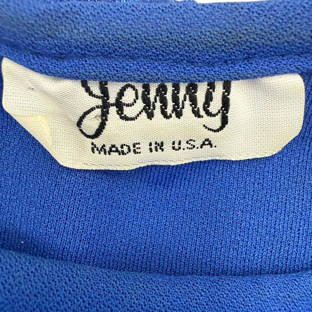 Vintage 70s Women's Small Jenny Blue Pleated Overlay Dress Disco Midi USA