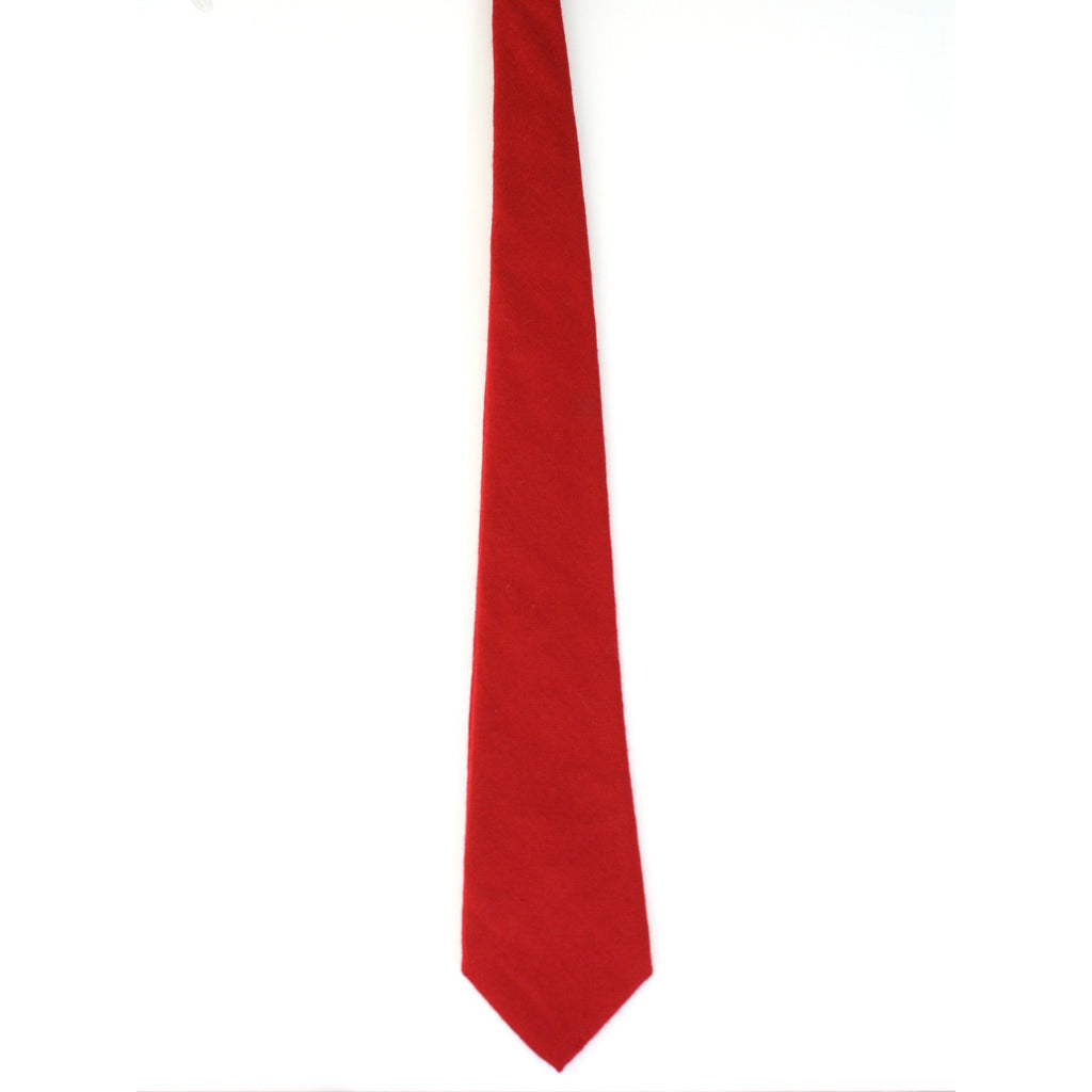 Vintage 1960s Essex Row Red Lambswool Skinny Tie 3.25" Wool Necktie