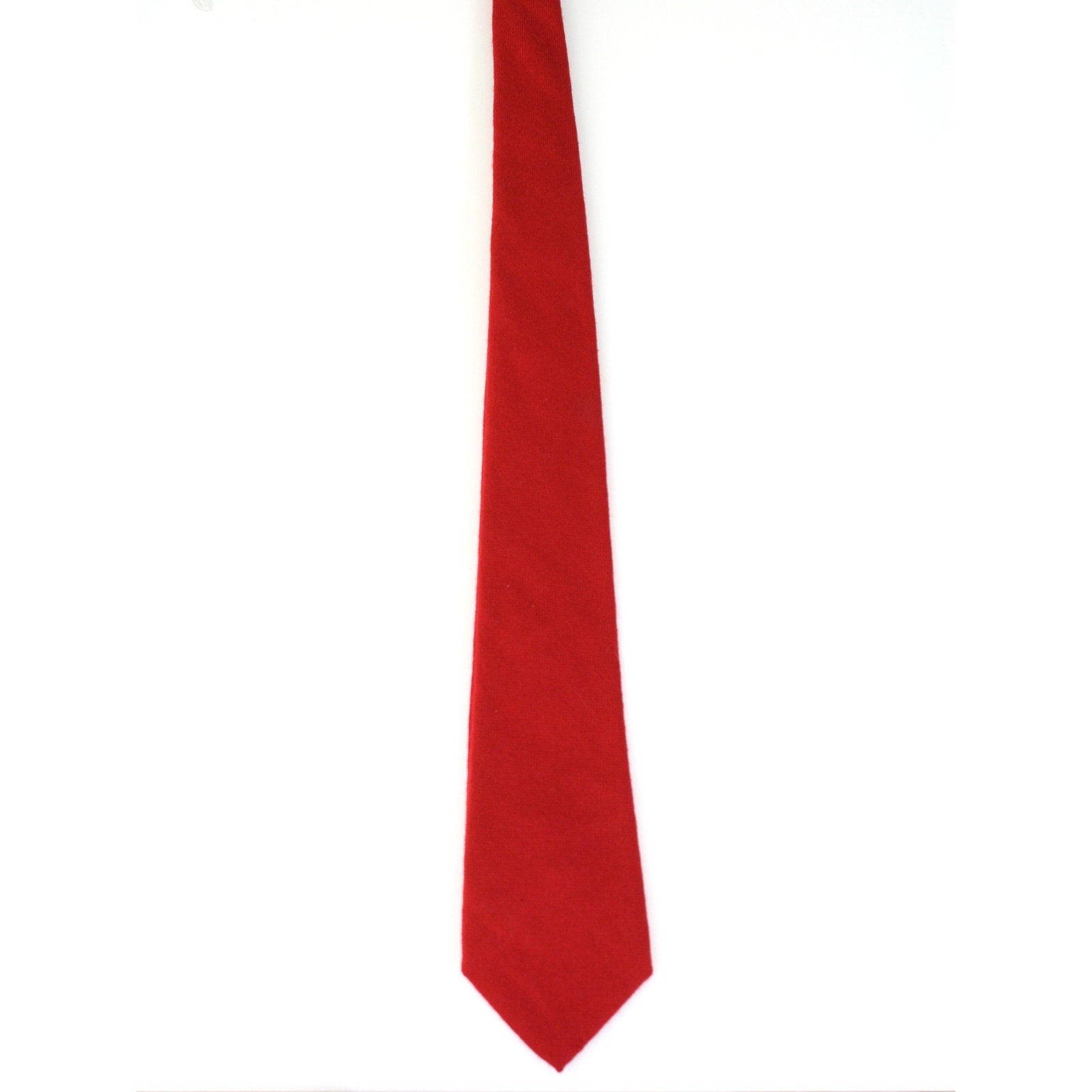 Vintage 1960s Essex Row Red Lambswool Skinny Tie 3.25" Wool Necktie