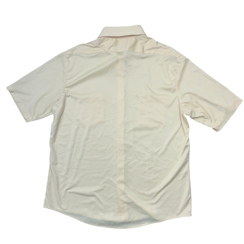 Vintage 70s Mens Large Montgomery Ward Gold Poly Knit Shirt 46 Chest