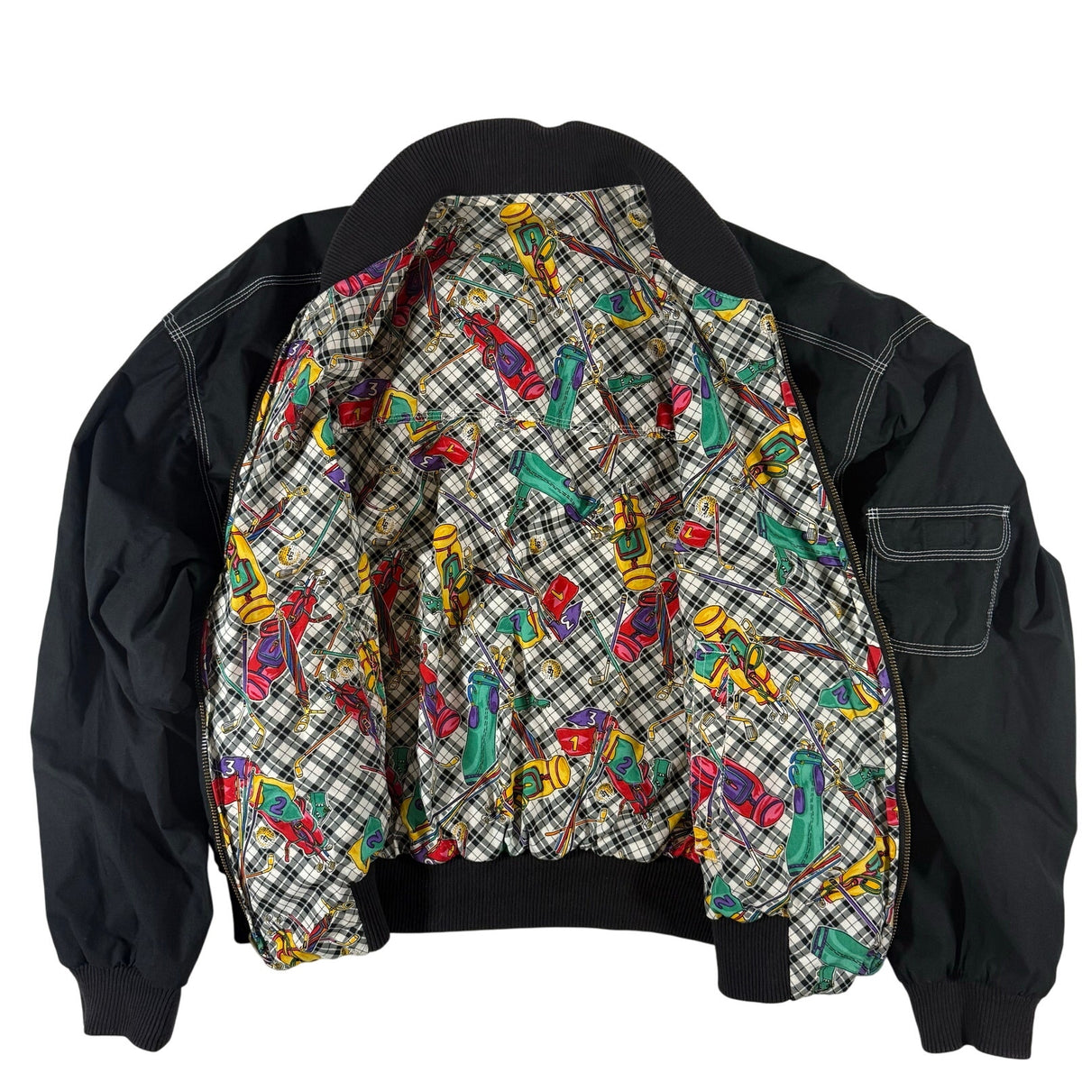 Vintage 90s Women's Medium Lizsport Reversible Golf Jacket Bomber Utility