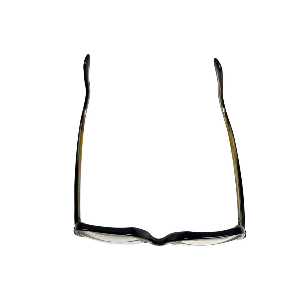 Vintage 50s American Optical Black Gold Browline Eyeglasses Size 6