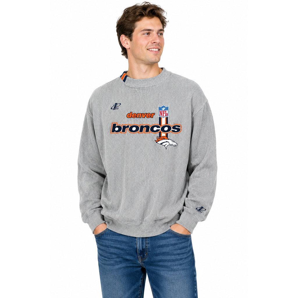 NFL Pro Line Denver Broncos Gray Crewneck Sweatshirt Men's L Vintage 90s