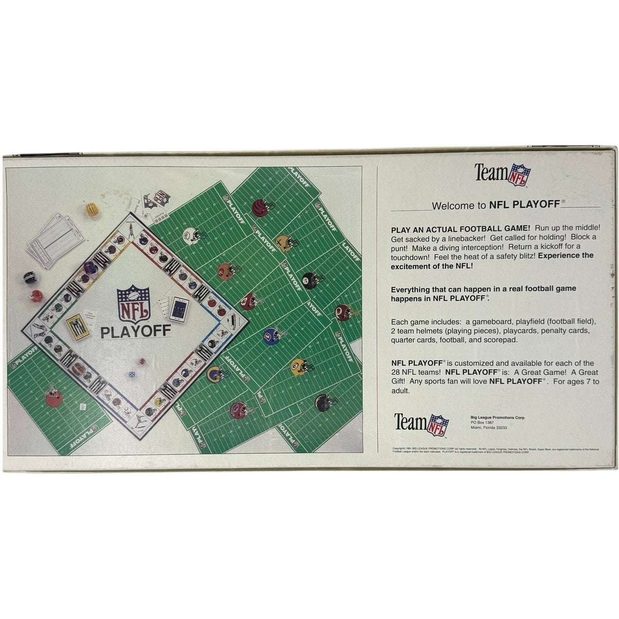 1991 Team NFL Playoff Board Game Big League Promotions Complete Vintage