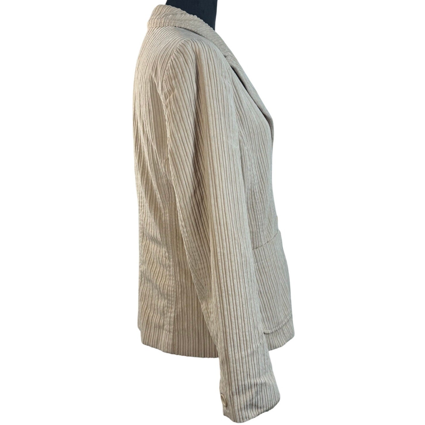 Vintage 2000s Women's 6 Cream Corduroy Blazer Jacket Lined 2 Button