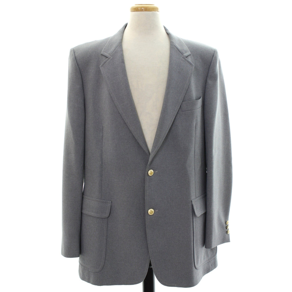 Vintage 1970s Knack Men's Gray Polyester Blazer Gold Crest Buttons 46L