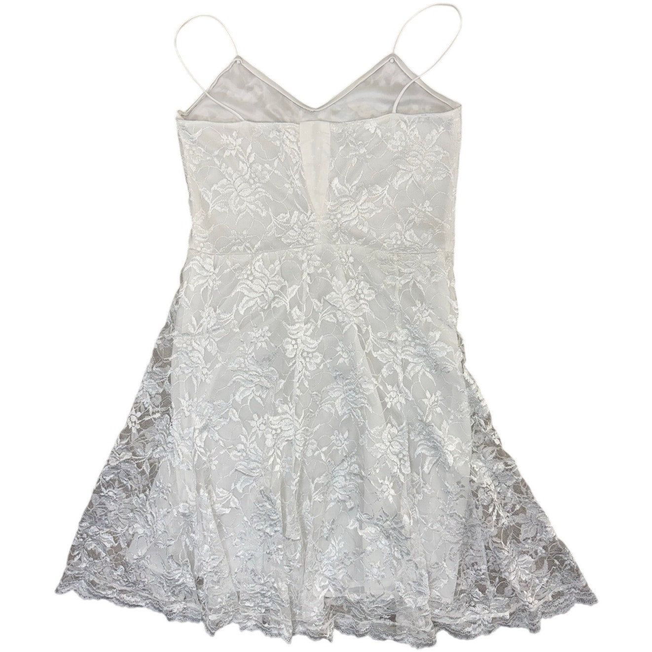 Vintage 1980s White Lace Beaded Fringe Overlay Dress Women's Small
