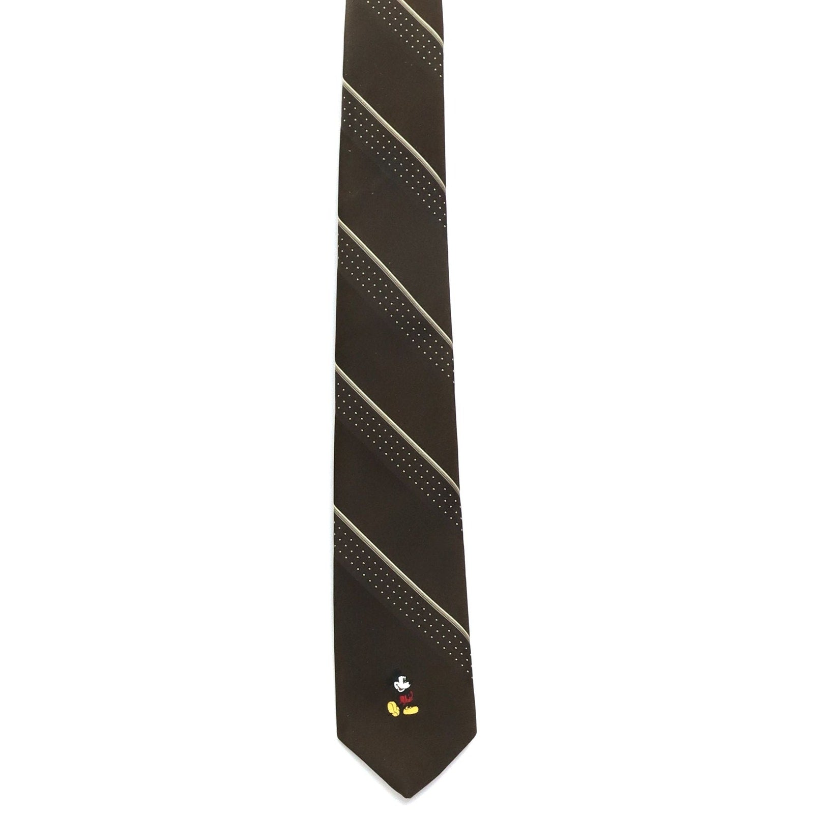 Vintage 1970s Mickey Mouse Cervantes Brown Striped Men’s Disney Necktie