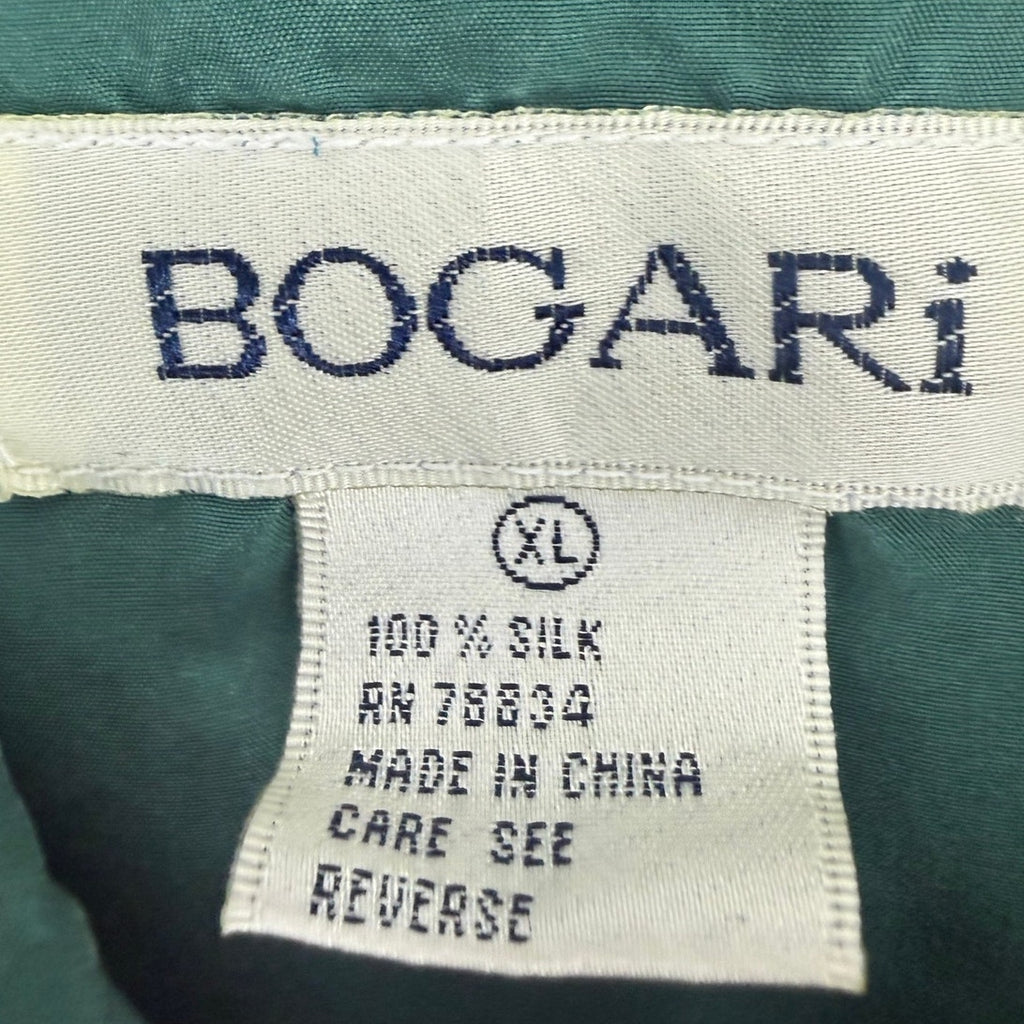 Vintage 90s Bogari Sea Green Silk Camp Shirt Men's XL Button Front