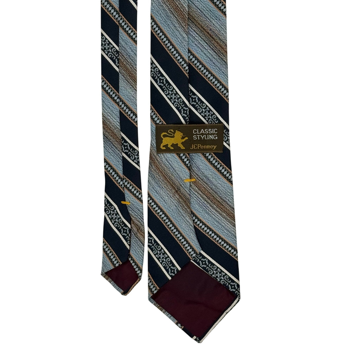 Vintage 90s JCPenney Classic Striped Tie Blue Gray 57” Necktie