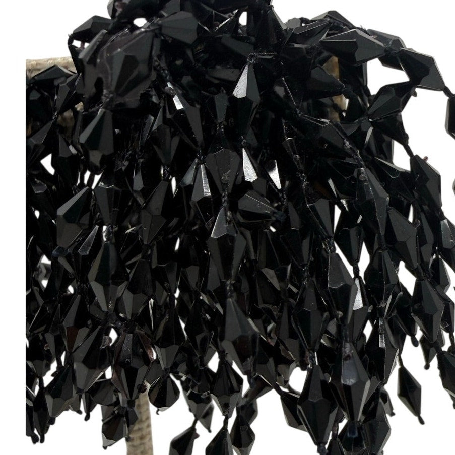 Vintage 1950s Black Beaded Fringe Shoe Clips Pair Retro Dress Accessories