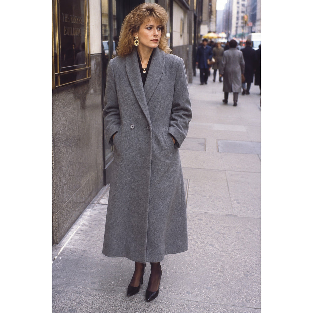 Vintage 80s Women's 2 Ferncroft Gray Wool Cashmere Blend Long Coat USA Made