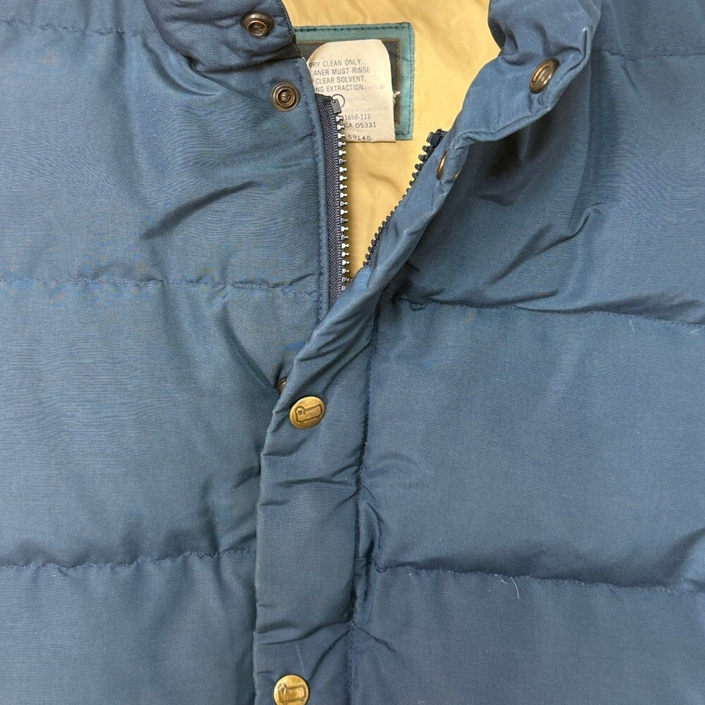 Vintage 80s Men’s Medium Woolrich Vest Navy Down Puffer Made in USA Outdoors
