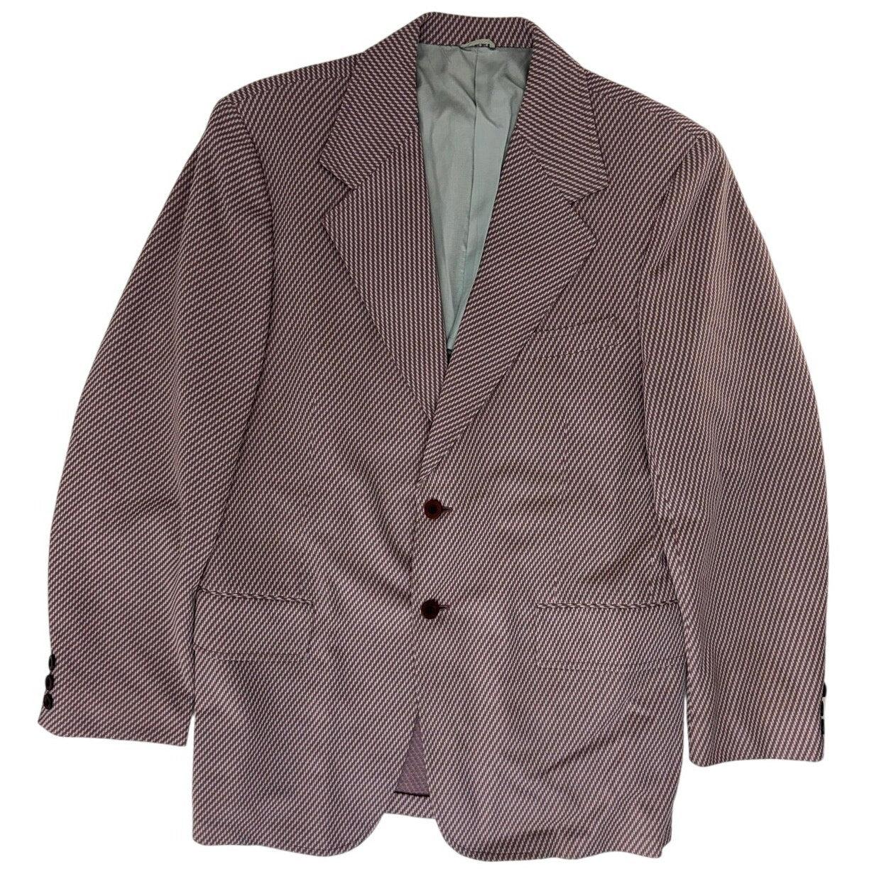 Vintage 70s Clubman Wine Geometric Stripe Polyester Sport Coat 40R