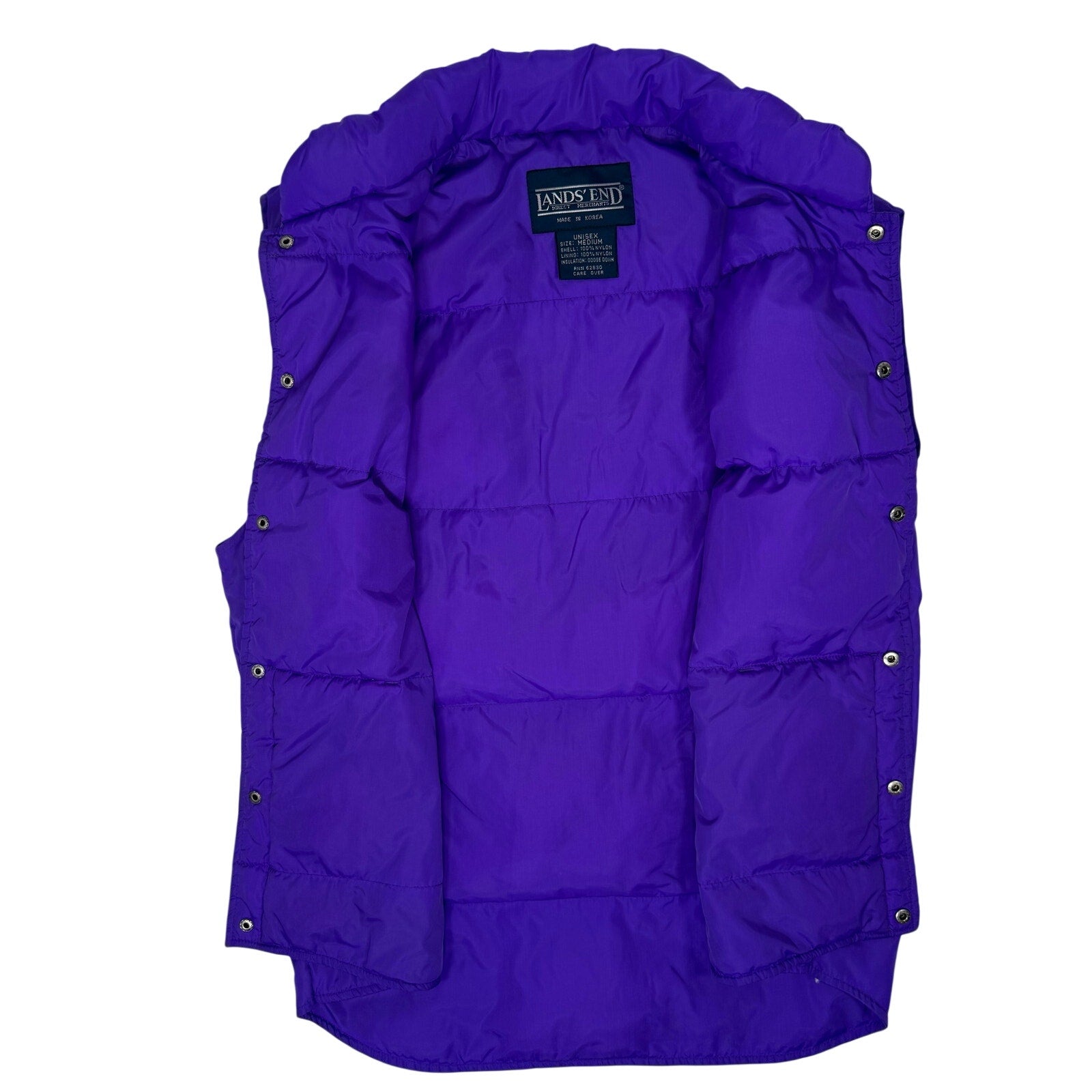 Vintage 90s Men's Medium Purple Puffer Vest Goose Down Unisex Lands’ End