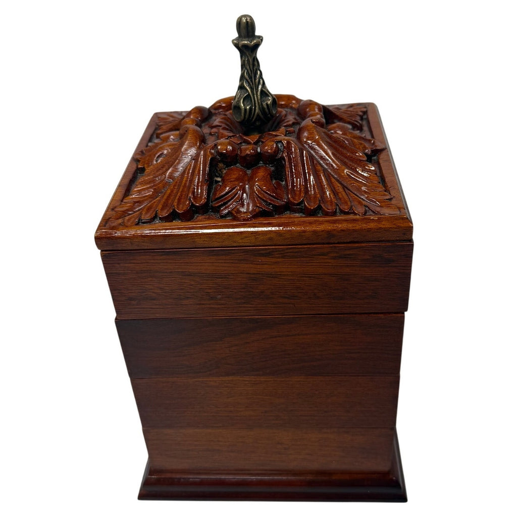 Bombay Company Jewelry Box Carved Wood Velvet Lined Tiered
