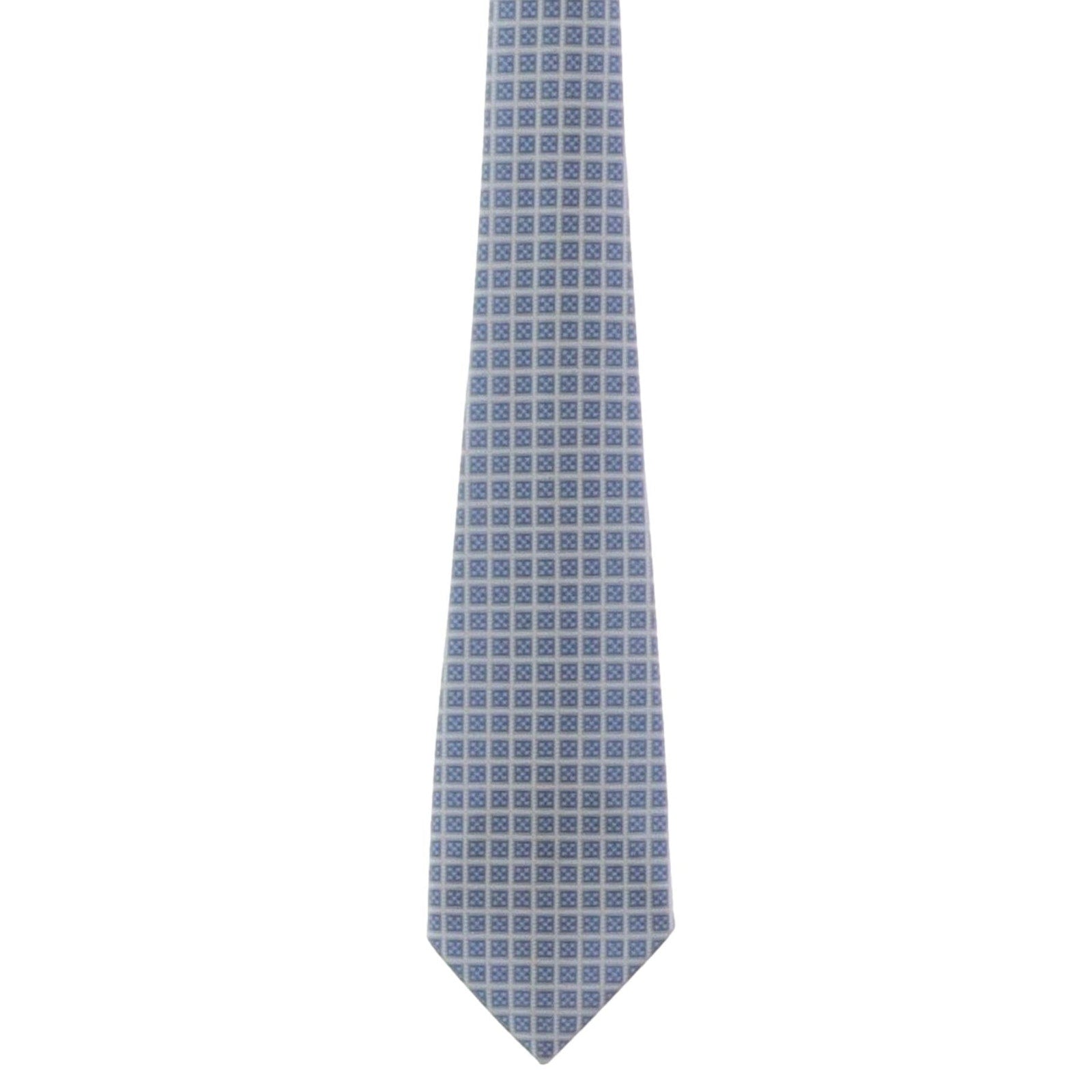 Vintage 70s Custom by Lavona Blue Geometric Polyester Knit Wide Tie