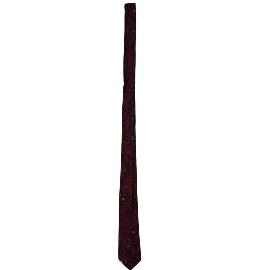 Vintage 60s Men’s Wine Black Paisley Skinny Necktie 2.25”