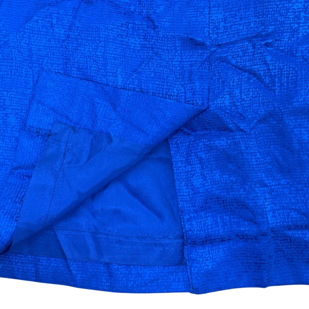 Vintage 90s Women's Blue 100% Silk Pencil Skirt Size 10 Midi Lined Classic