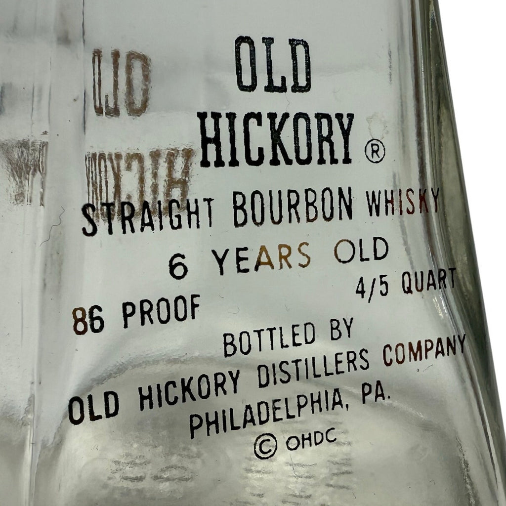 Vintage Old Hickory Straight Bourbon Whiskey Decanter Bottle w/ Stopper