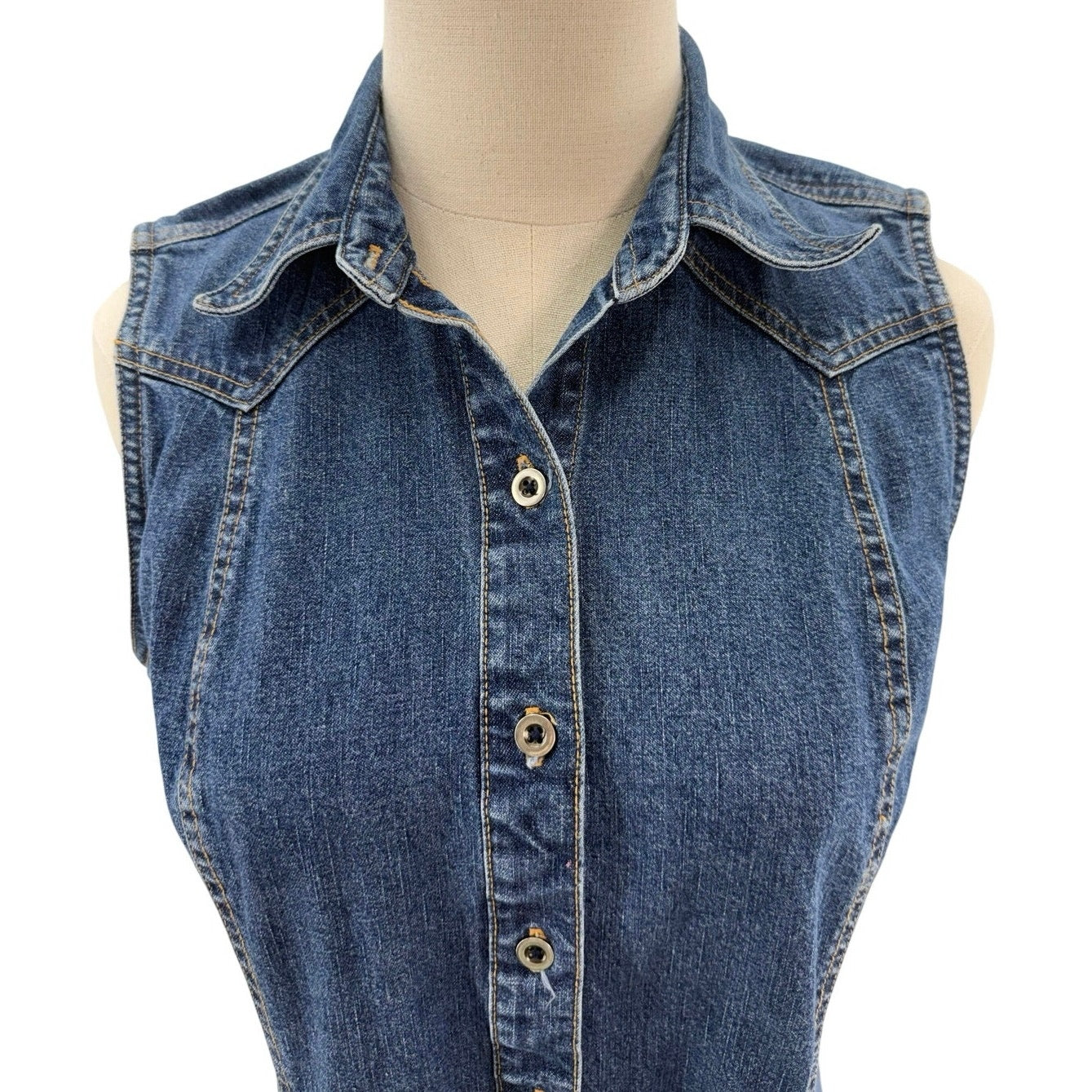 Jessie Jeans Denim Shirt Dress Button Front Tie Back Women's Medium