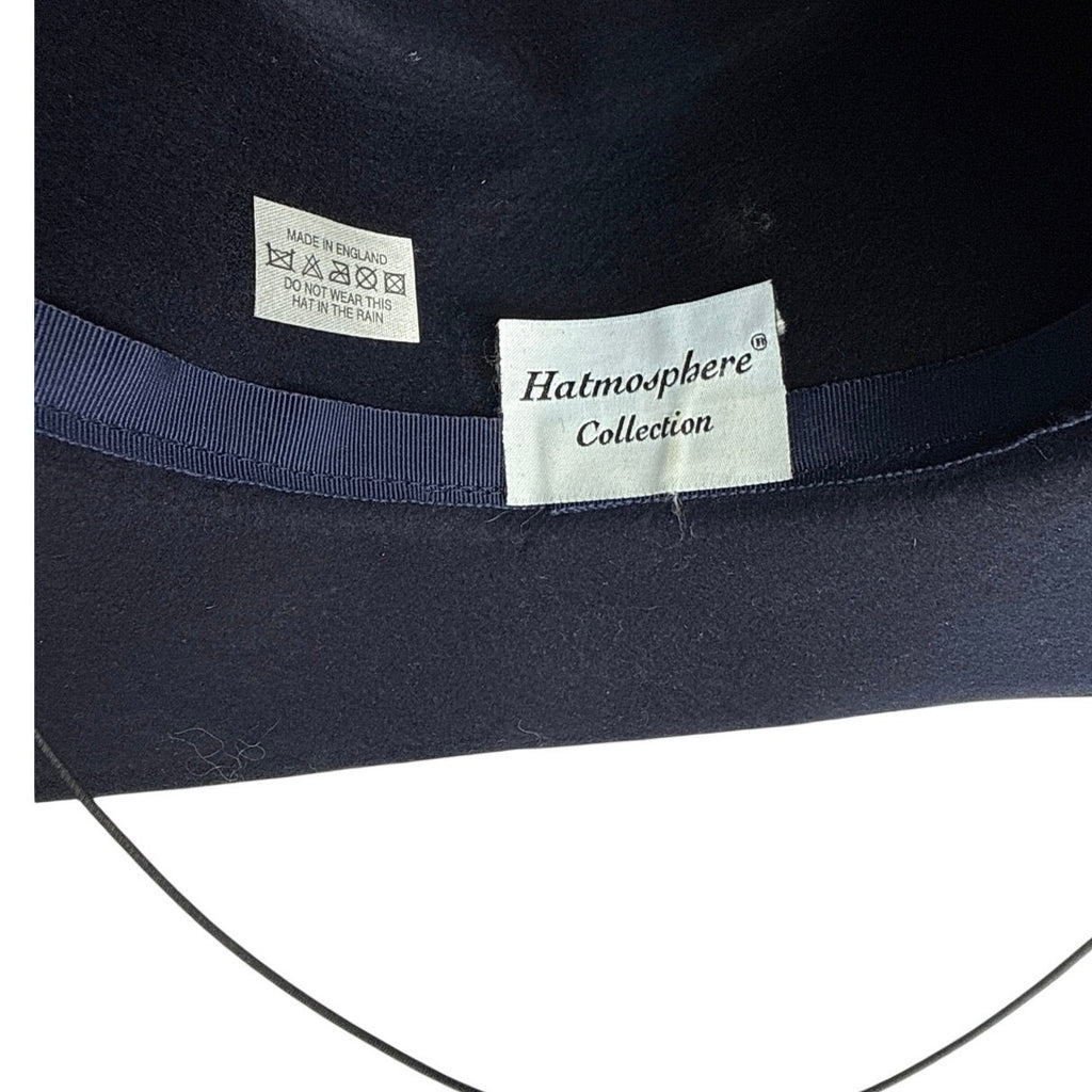 Vintage 80s Atmosphere Collection Navy Blue Felt Wide Brim Hat