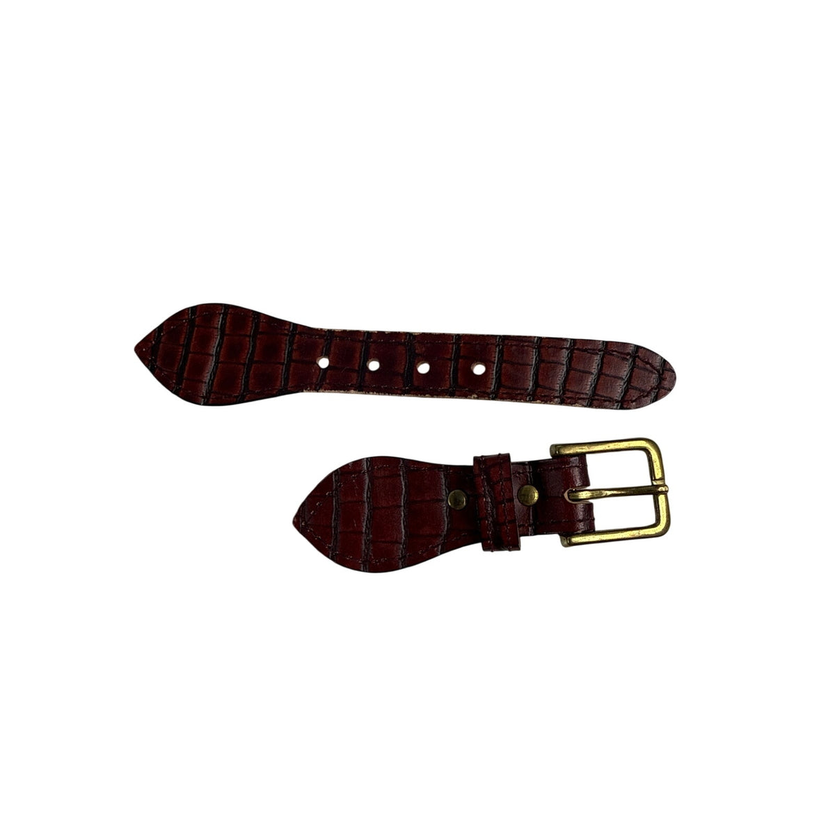Vintage Dark Brown Embossed Belt with Gold Tone Buckle 33-35 Waist