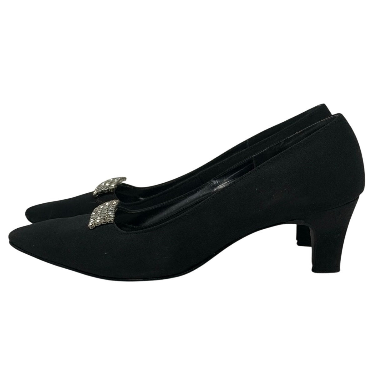 Vintage 60s Women's 5 Flirtations Black Rhinestone Pump Heels Narrow Fit