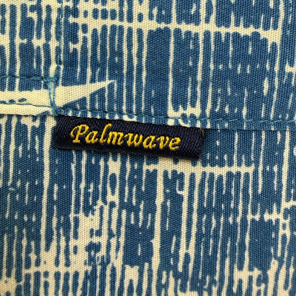 Vintage 90s Palmwave Hawaiian Shirt Blue Floral Cotton Camp Shirt Men's Large
