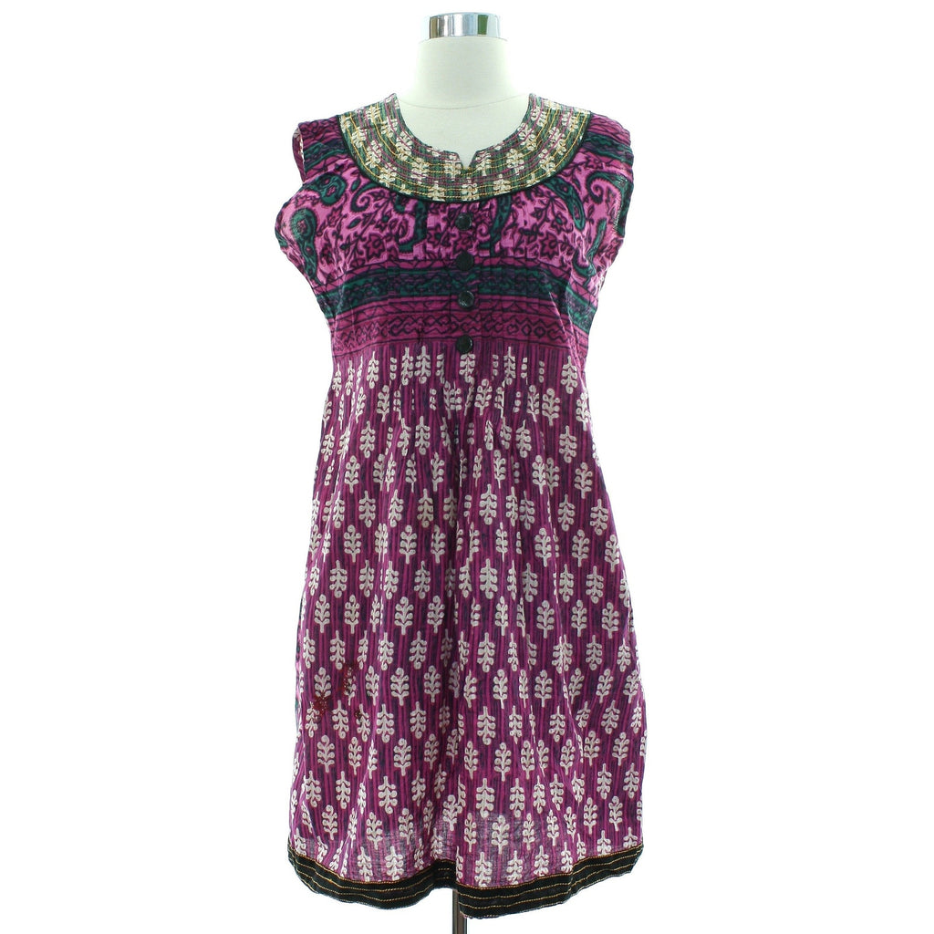 Vintage 90s Pink Purple Boho A-Line Sleeveless Dress Women's Small/Medium