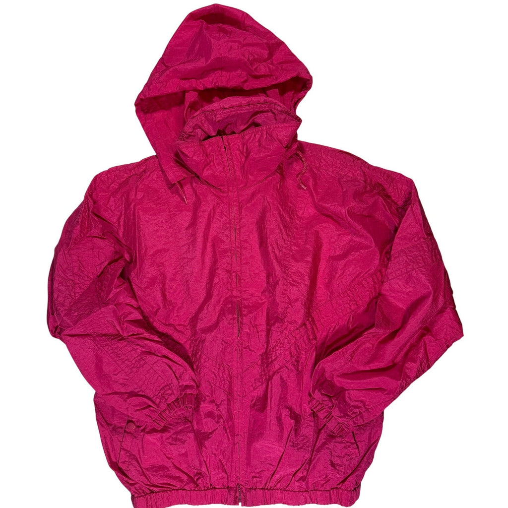 Vintage 90s Women's XL Pink Windbreaker Jacket Pacific Trail Hood Zip Pockets