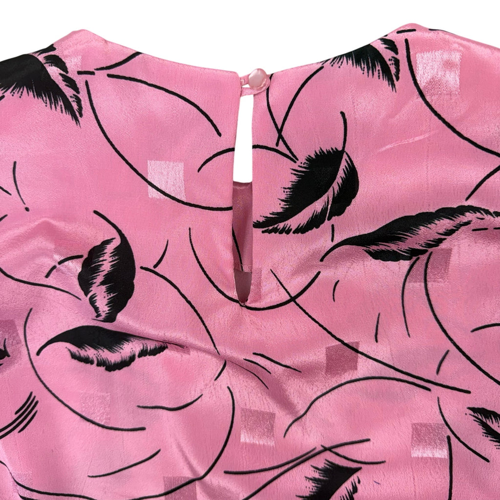 Vintage 80s Women's Petite 8P Dress Lady Carol Pink Floral Elastic Waist